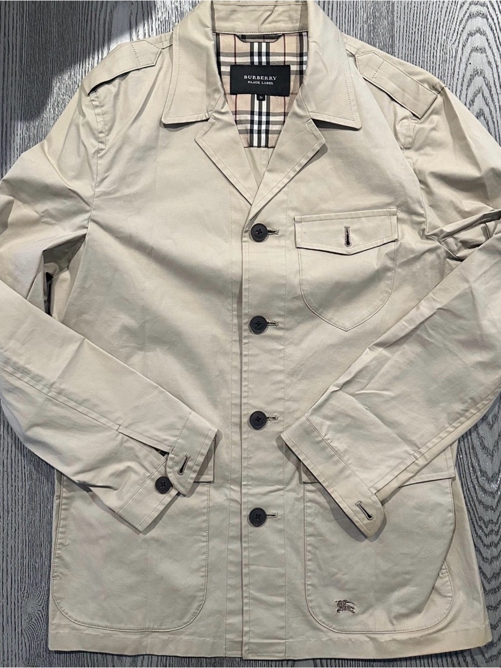 Burberry Beige Cotton Trench Jacket with Signature Check Lining medium